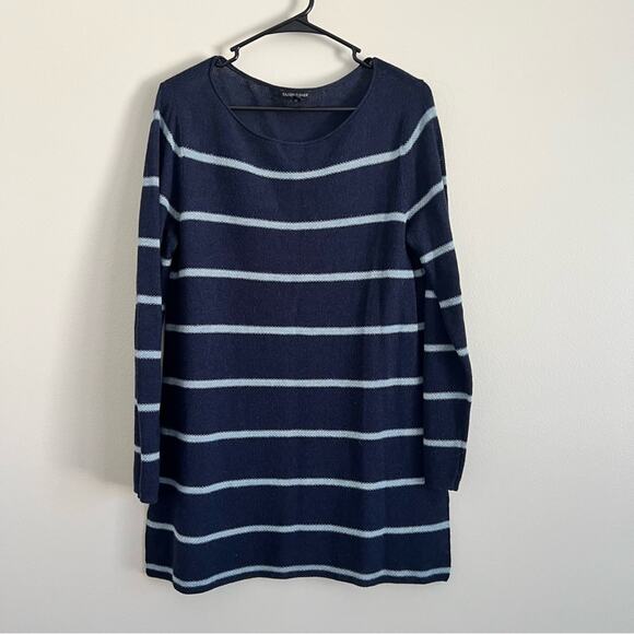 Eileen Fisher Women’s Navy Striped Wool Alpaca Open Knit Sweater XS - Picture 1 of 6
